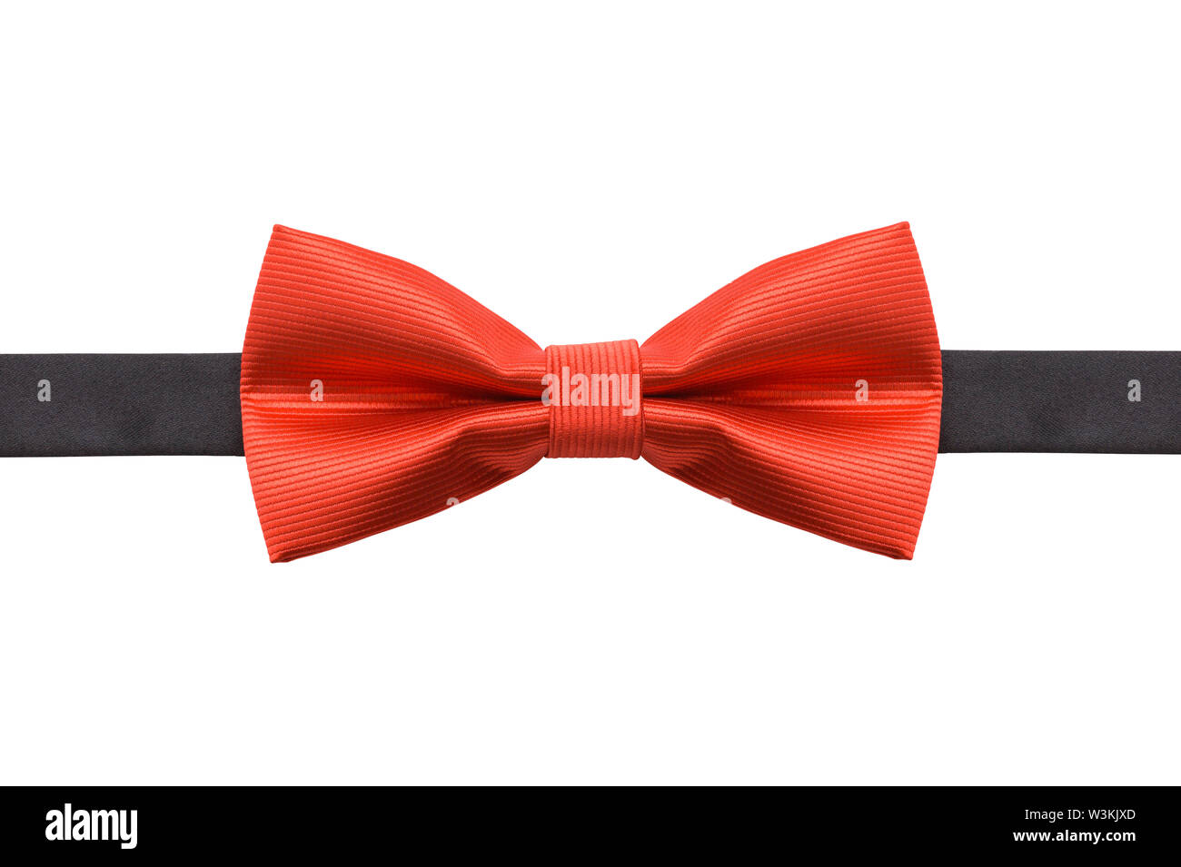 Red Bow Tie con Cinturino nero isolato su bianco. Foto Stock