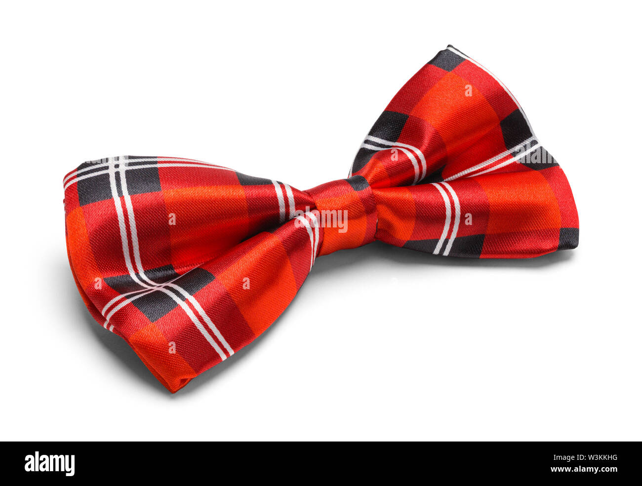 Red Plaid Bow Tie isolati su sfondo bianco. Foto Stock