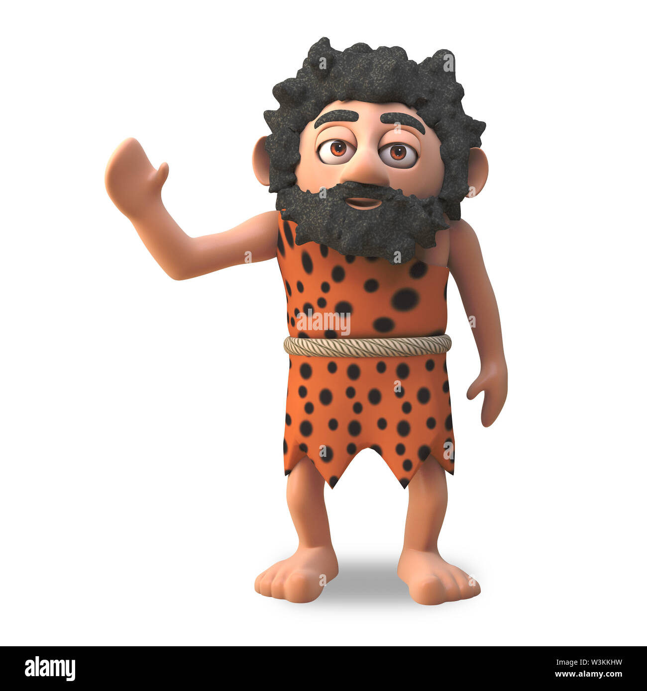 Innocuo caveman 3d personaggio dei cartoni animati amiably onde con la sua  mano destra, 3D render illustrazione Foto stock - Alamy