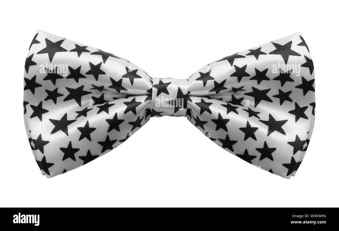 White Bow Tie con stelle isolato su bianco. Foto Stock