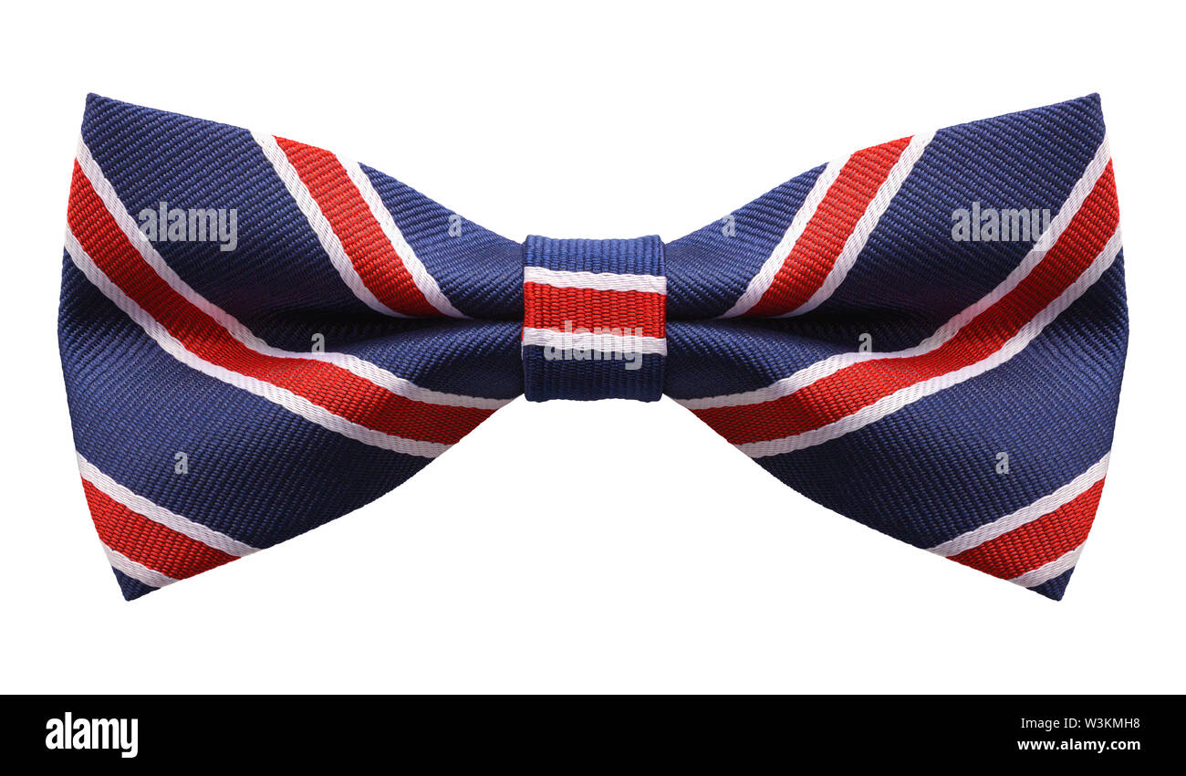 Blue Cravatte con strisce isolato su bianco. Foto Stock
