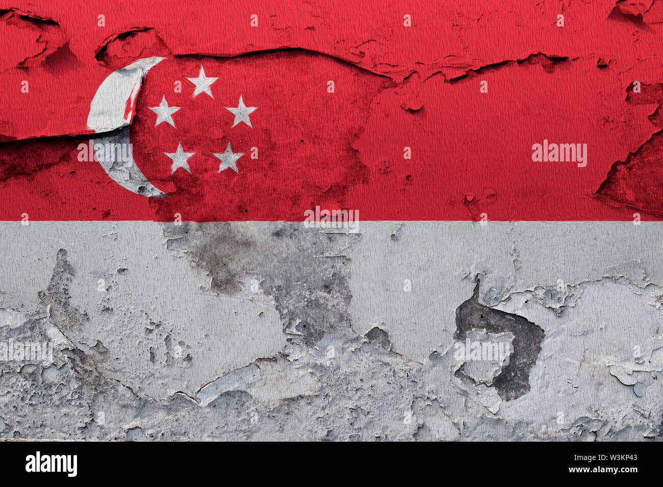 Bandiera dipinta sul incrinato grunge muro di cemento Foto Stock