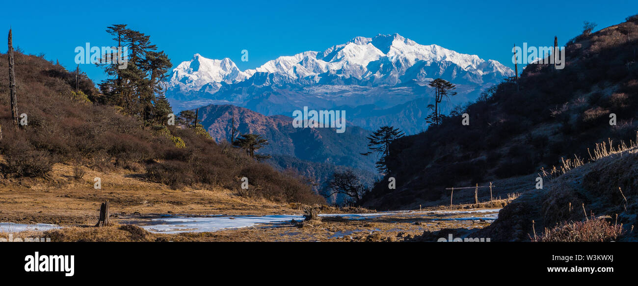 Gamma di Kangchendzonga sleeping Buddha sul trekking estivo 2018 Foto Stock
