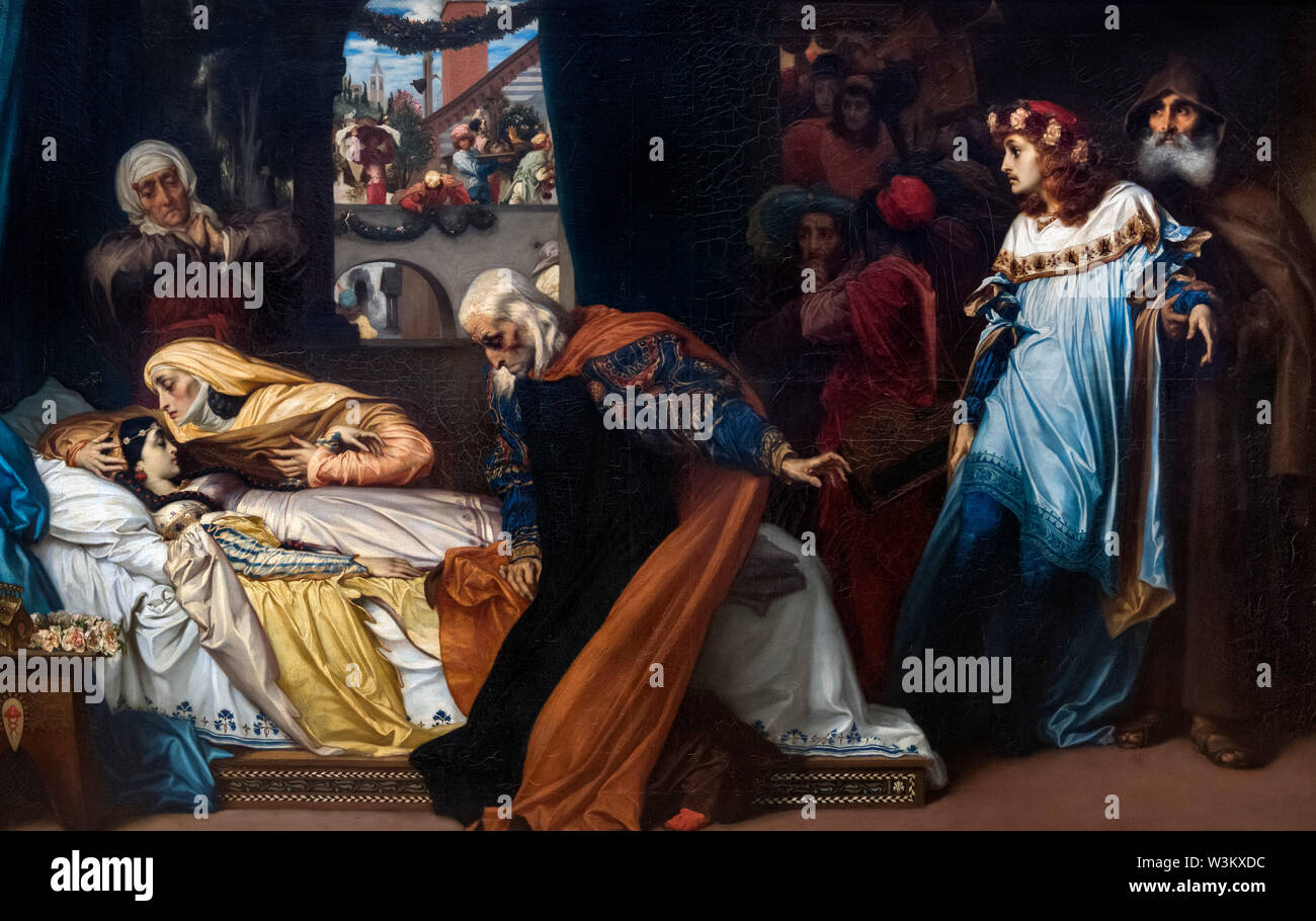 Il finto la morte di Giulietta da Sir Frederic Leighton (Lord Leighton: 1830-1896), olio su tela, 1856/8 Foto Stock