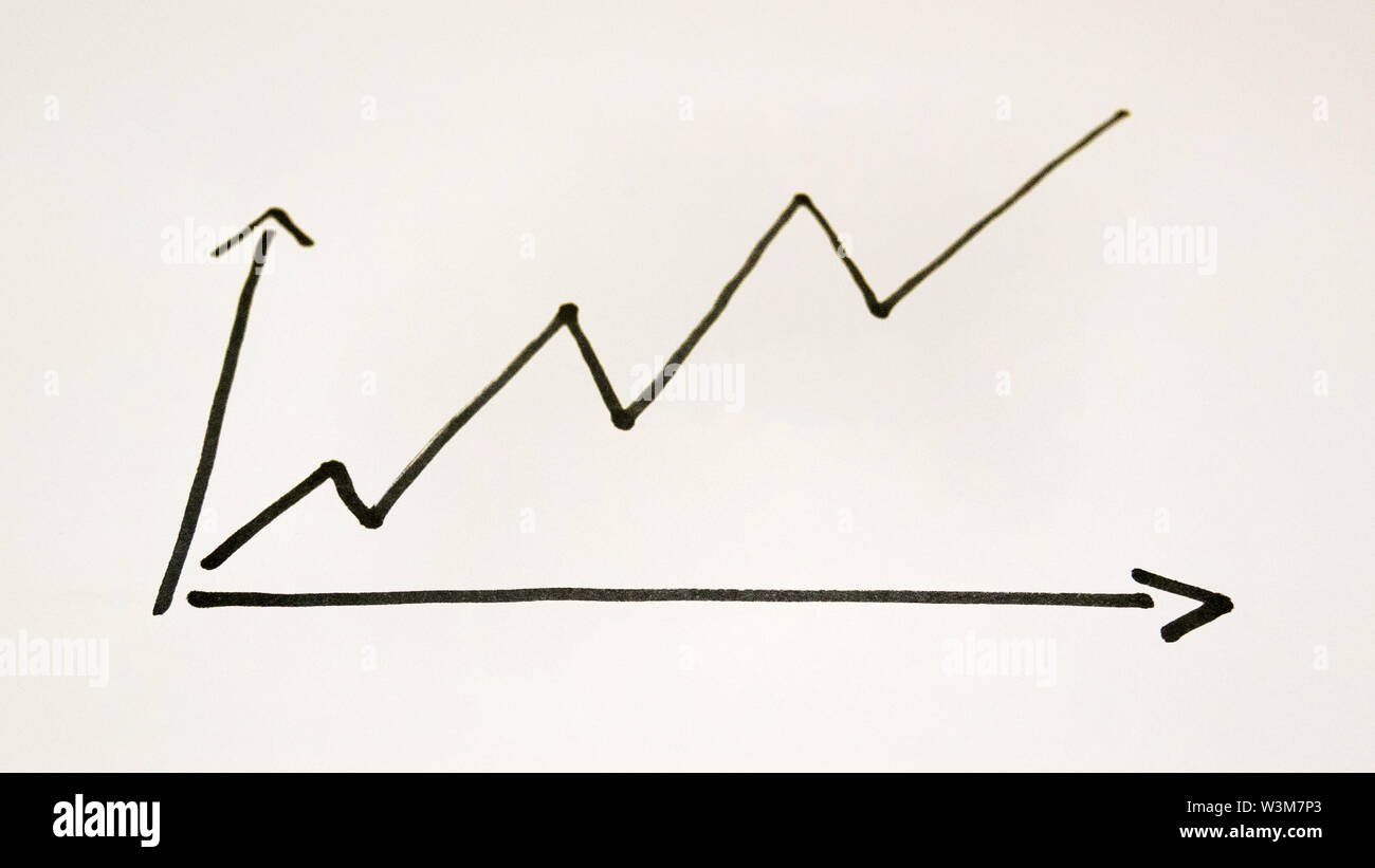 Andando Freccia su dati in aumento Foto Stock