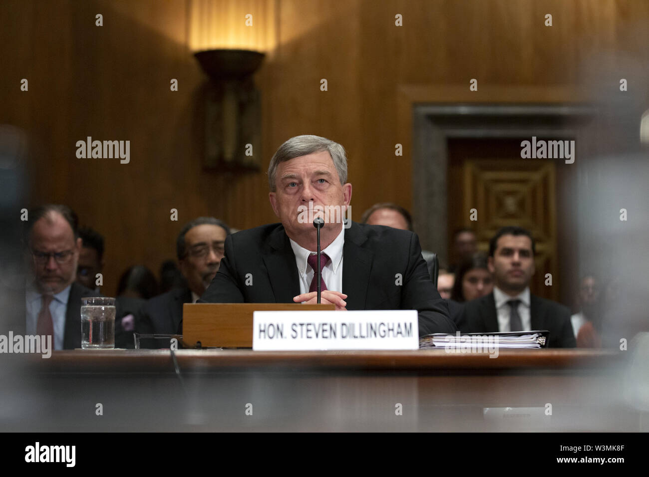 Washington, Distretto di Columbia, Stati Uniti d'America. 16 Luglio, 2019. Steven Dillingham, Direttore dell'U.S. Census Bureau, testimonia prima di Stati Uniti Comitato del Senato sulla sicurezza interna e gli affari governativi sul Campidoglio di Washington, DC, Stati Uniti sulla luglio 16, 2019, discutendo la sicurezza e la precisione del censimento 2020. Credito: Stefani Reynolds/CNP/ZUMA filo/Alamy Live News Foto Stock