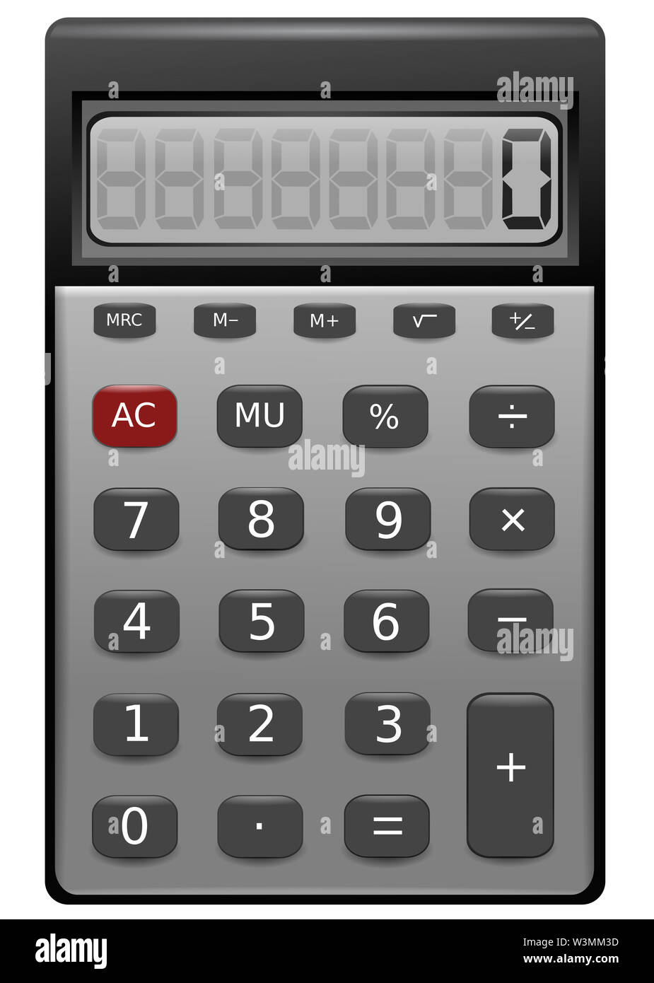 Iaolated nero e grigio calculatore illustrazione realistica Foto Stock