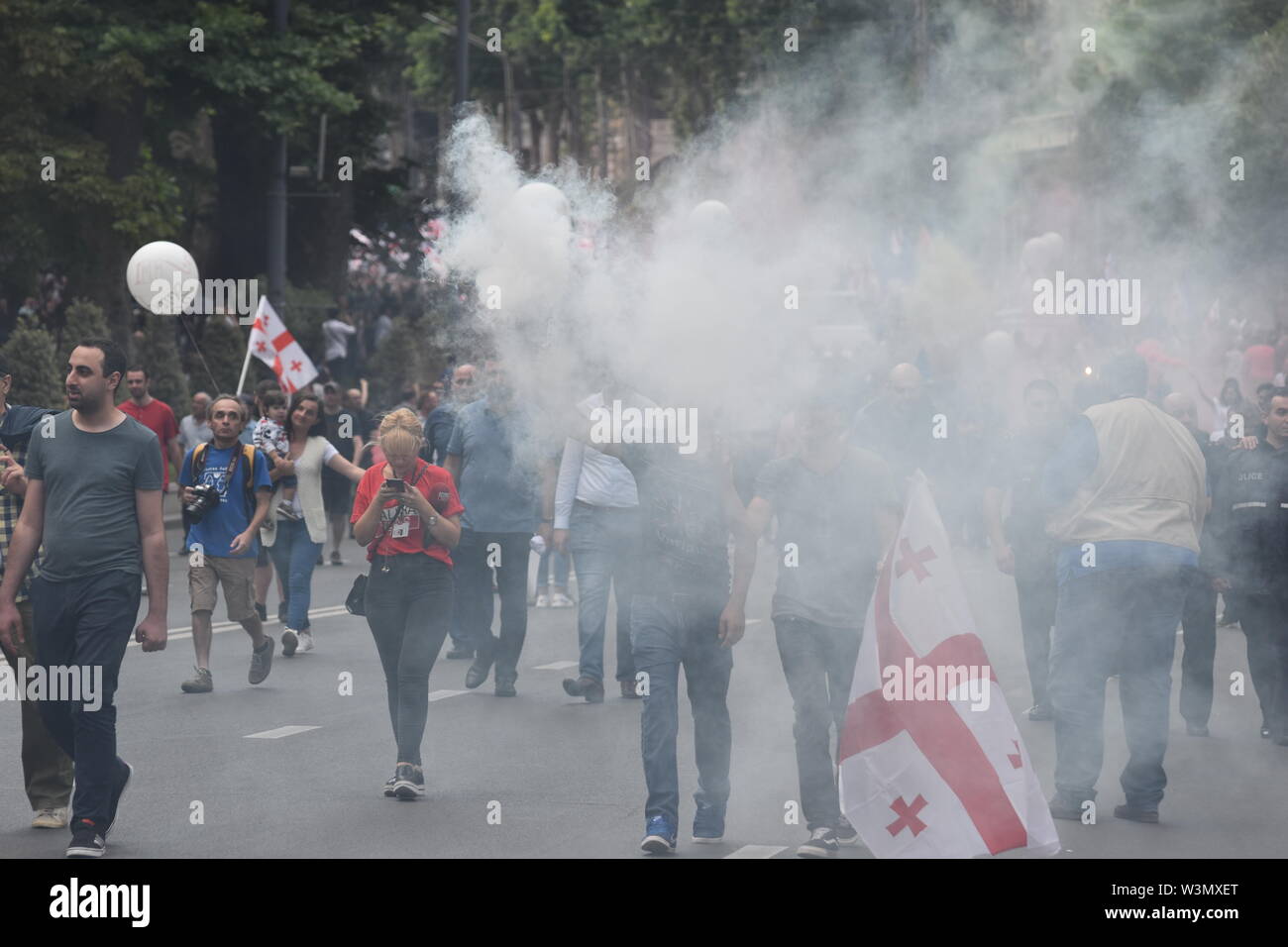 Anti-Russian dimostrazioni di Tbilisi, Georgia (paese) 29 giugno 2019 Foto Stock