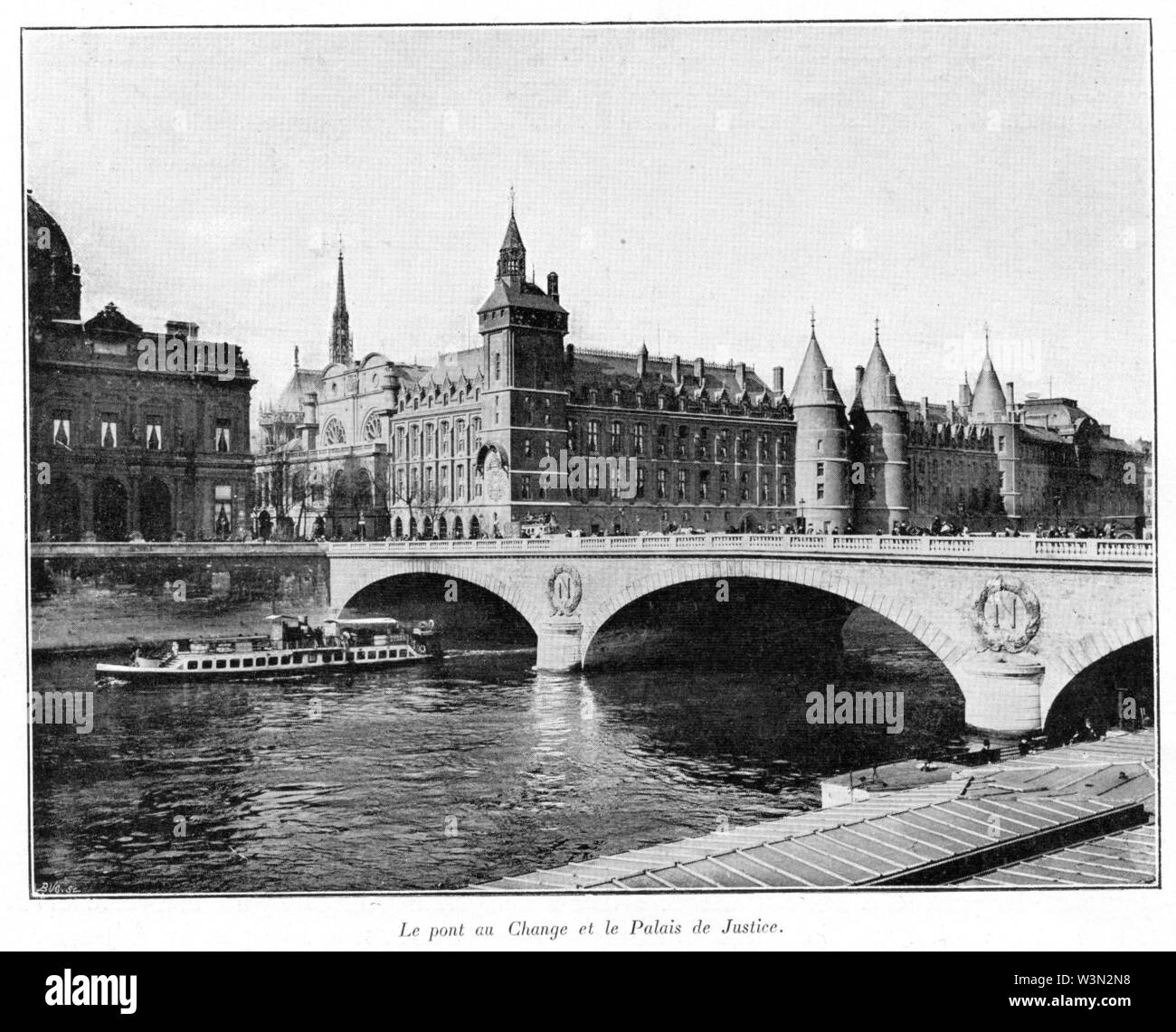 Clément Maurice Paris en plein air, BUC, 1897,014 Le Pont au Change et le Palais de Justice. Foto Stock