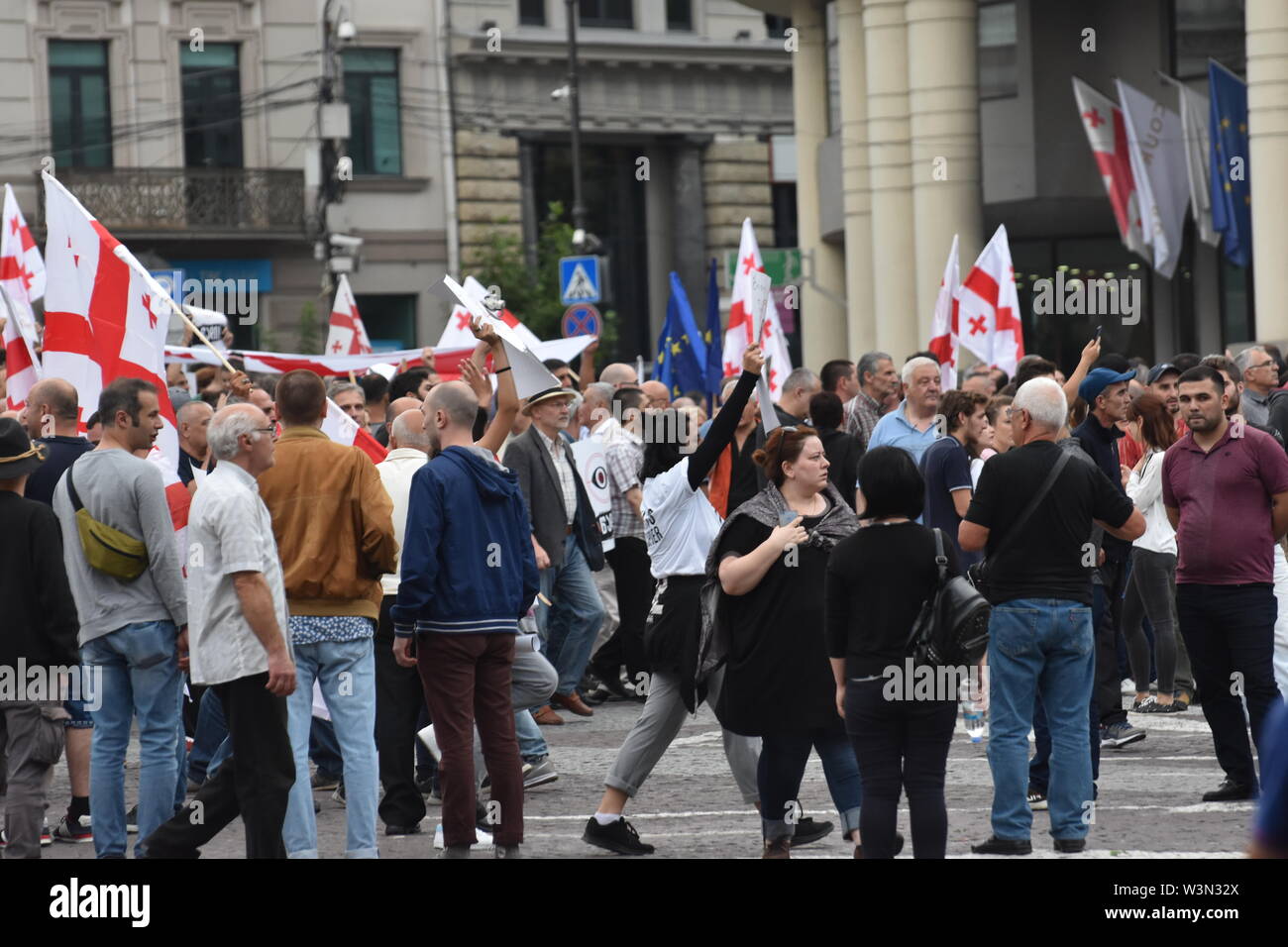 Anti-Russian dimostrazioni di Tbilisi, Georgia Foto Stock