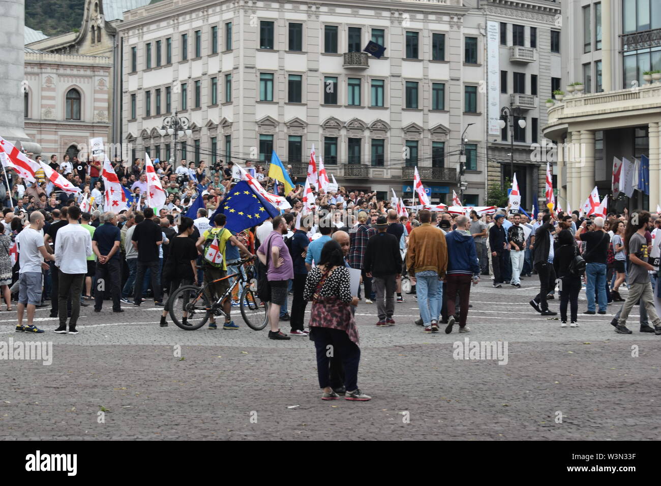 Anti-Russian dimostrazioni di Tbilisi, Georgia Foto Stock