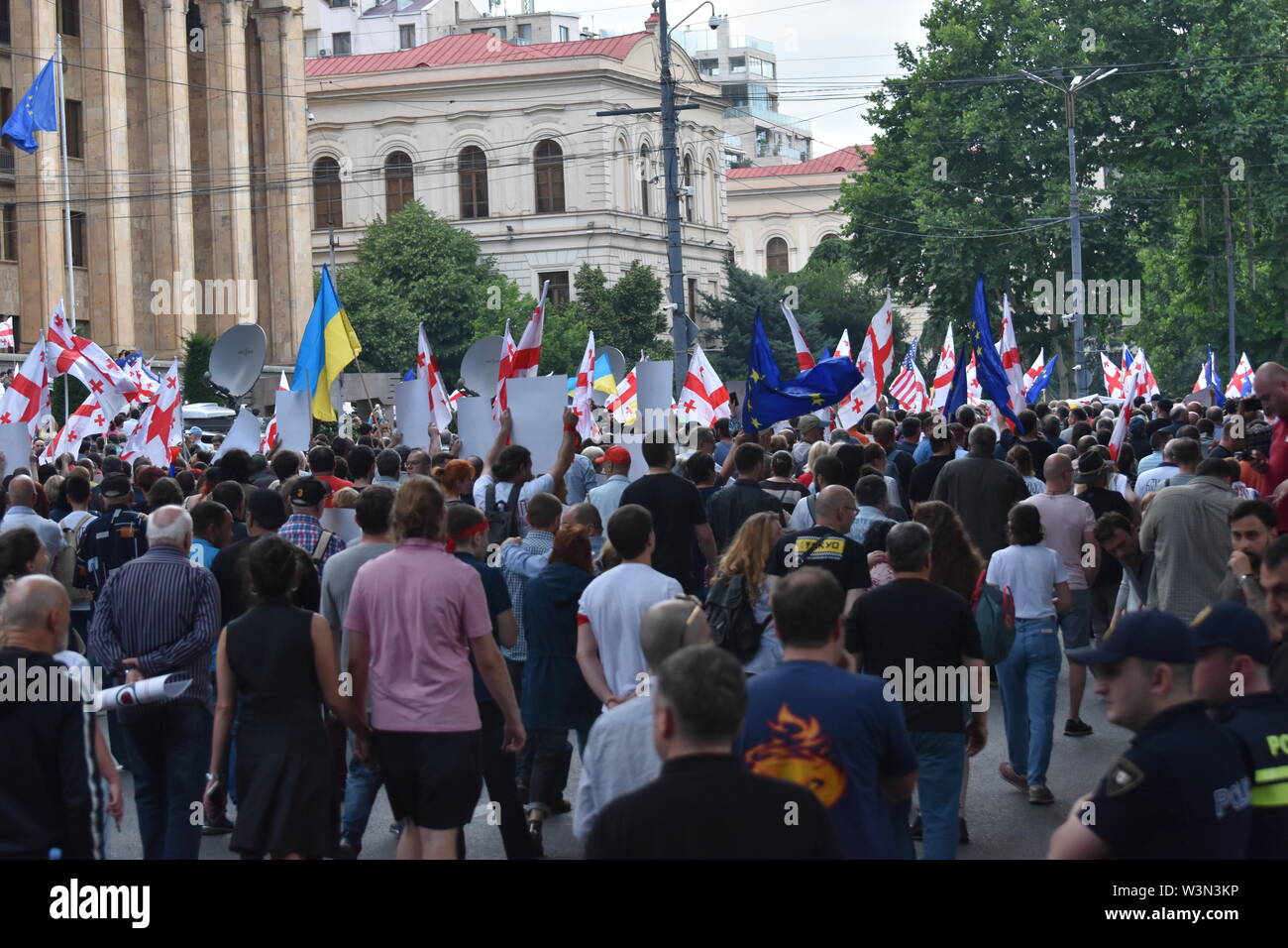 Anti dimostrazioni di russo a Tbilisi, Georgia Foto Stock
