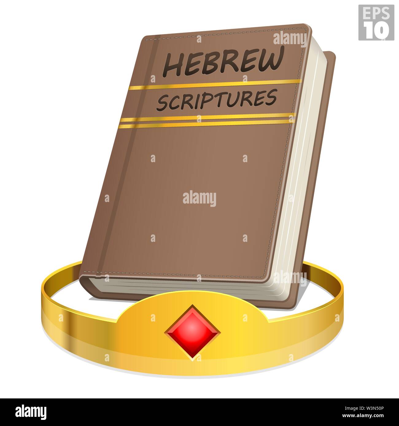 Scritture ebraiche la Bibbia entro la corona d'oro del Re Davide per mostrare la promessa della profezia di Ezechiele. Illustrazione Vettoriale