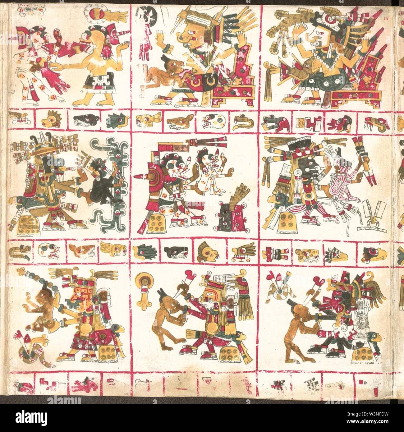 Codex Borgia pagina 16. Foto Stock