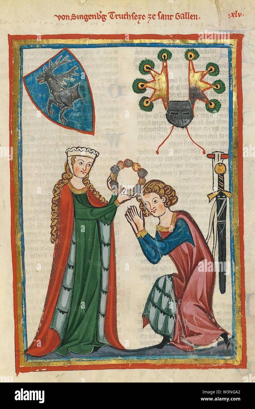 Codex Manesse Ulrich von Singenberg. Foto Stock