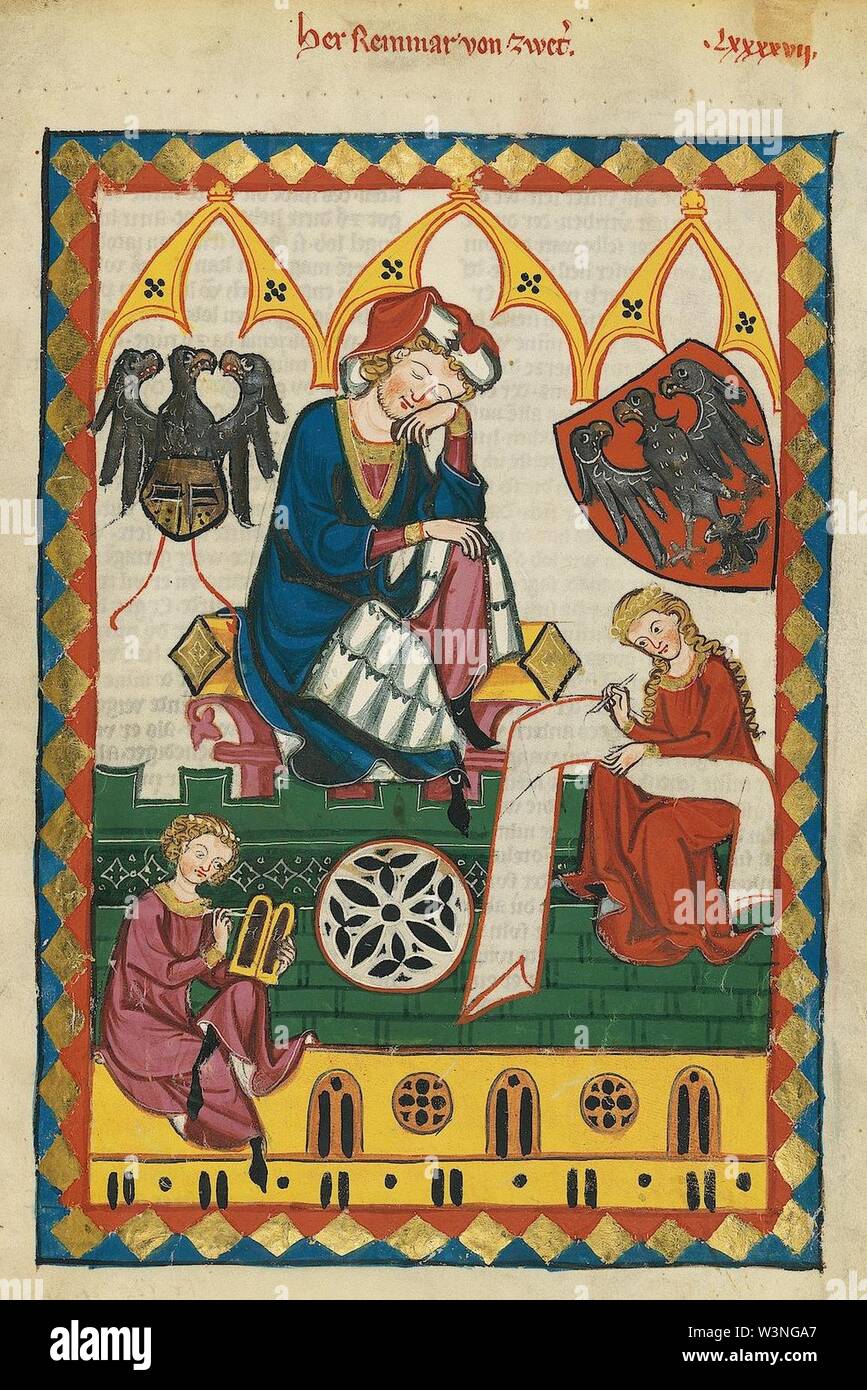 Codex Manesse Reinmar von Zweter. Foto Stock