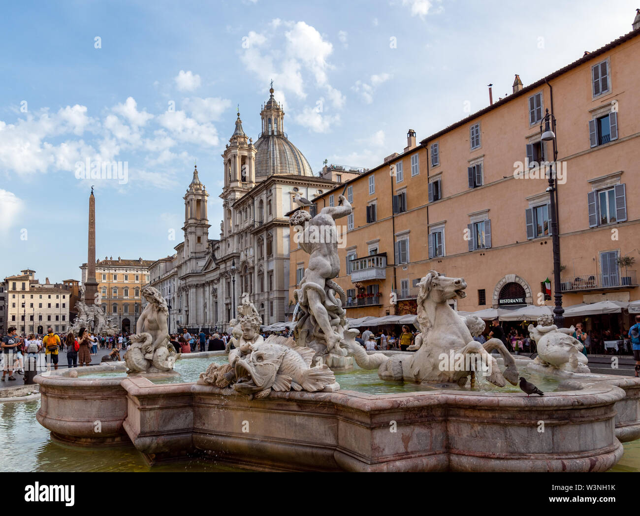 Fontana del Nettuno in Piazza Navona - Roma, Italia Foto Stock