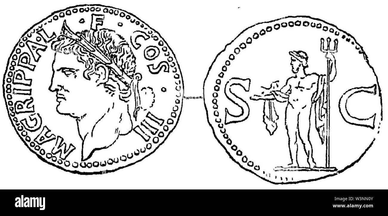 Monete di Marco Agrippa. Foto Stock