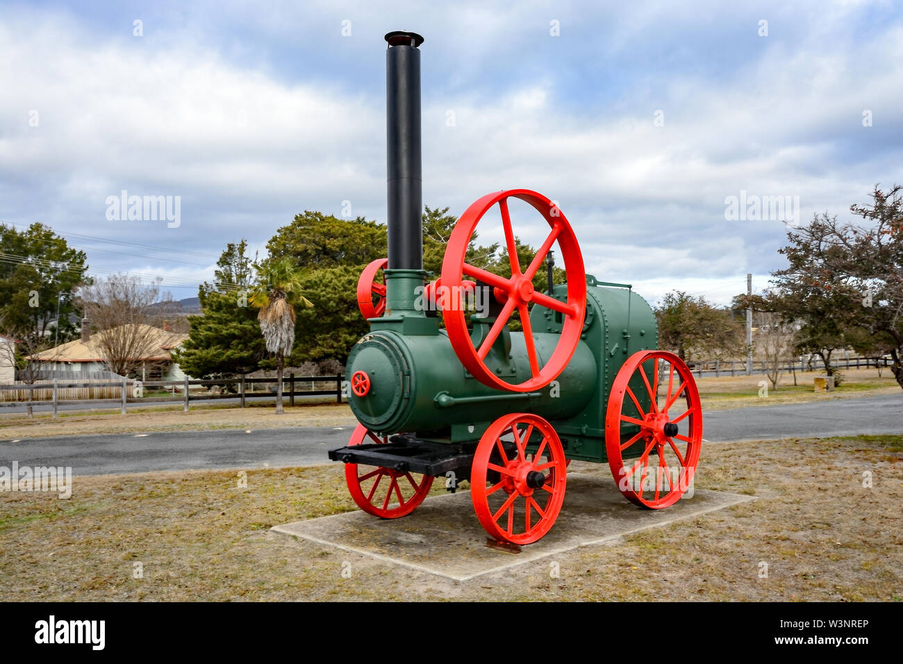 Ruston Hornsby Portable motore a vapore sul display a Tenterfield NSW Australia. Foto Stock