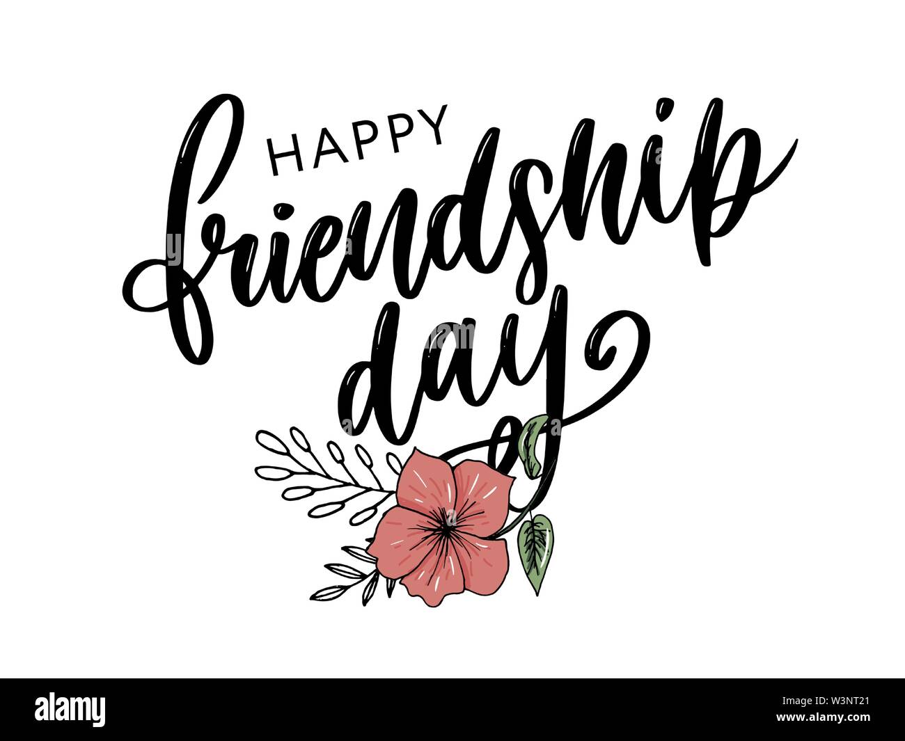 Illustrazione Vettoriale di disegnati a mano felice amicizia giorno felicitation in fashion style con caratteri di testo e di segno triangolo di colore Illustrazione Vettoriale