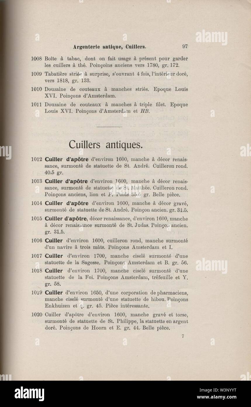 Collezioni F.W. Ross, La Haye, A. DURAND, Paris et al., p 97. Foto Stock