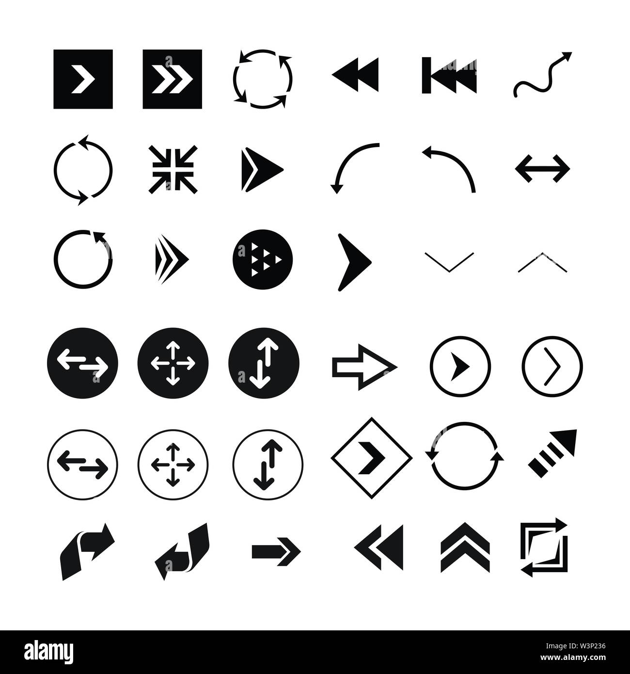 Colore nero logo freccia di set di simboli di vettore di design Illustrazione Vettoriale