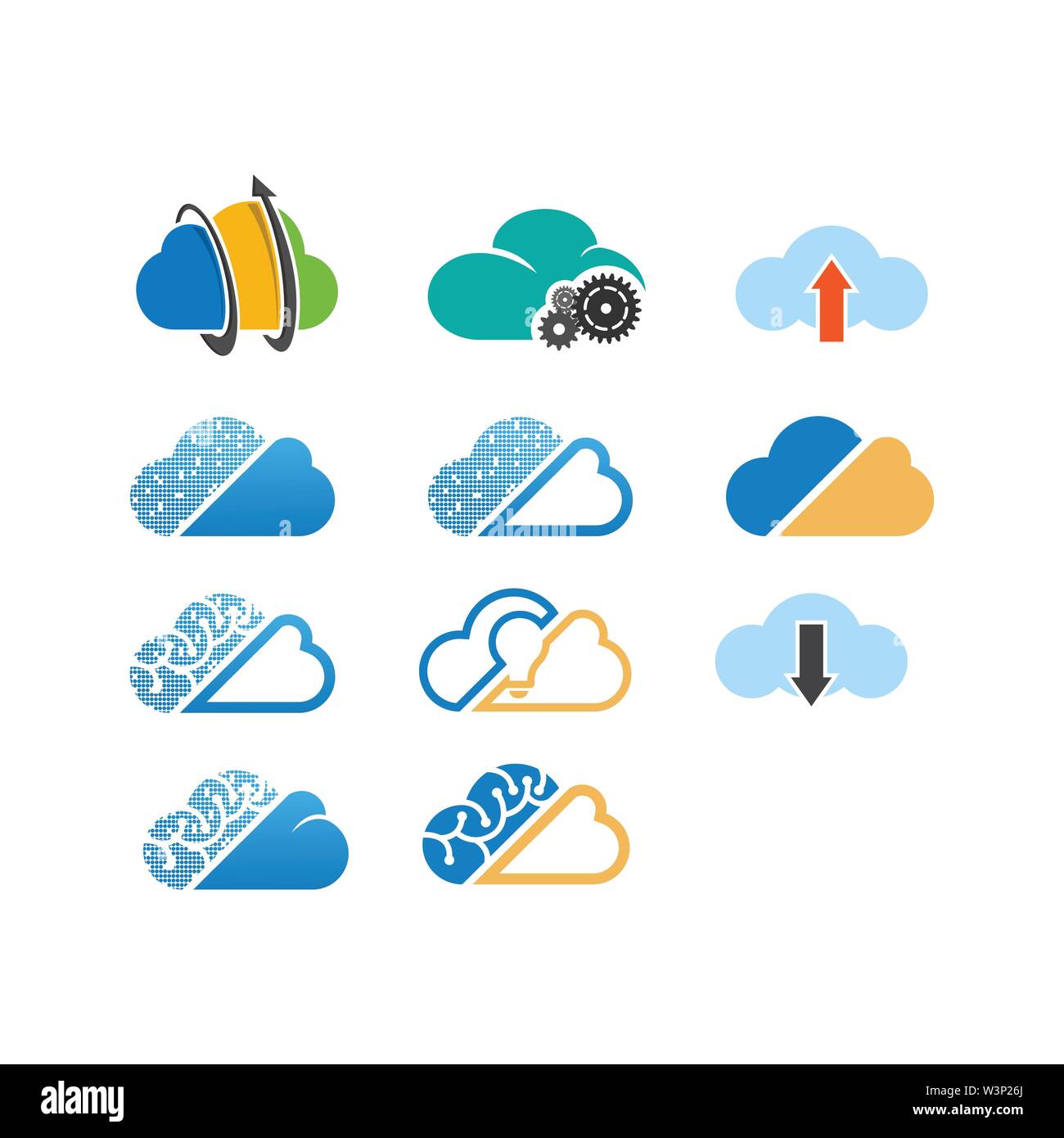 Gestione del cloud logo di sistema di set di simboli di vettore di design Illustrazione Vettoriale