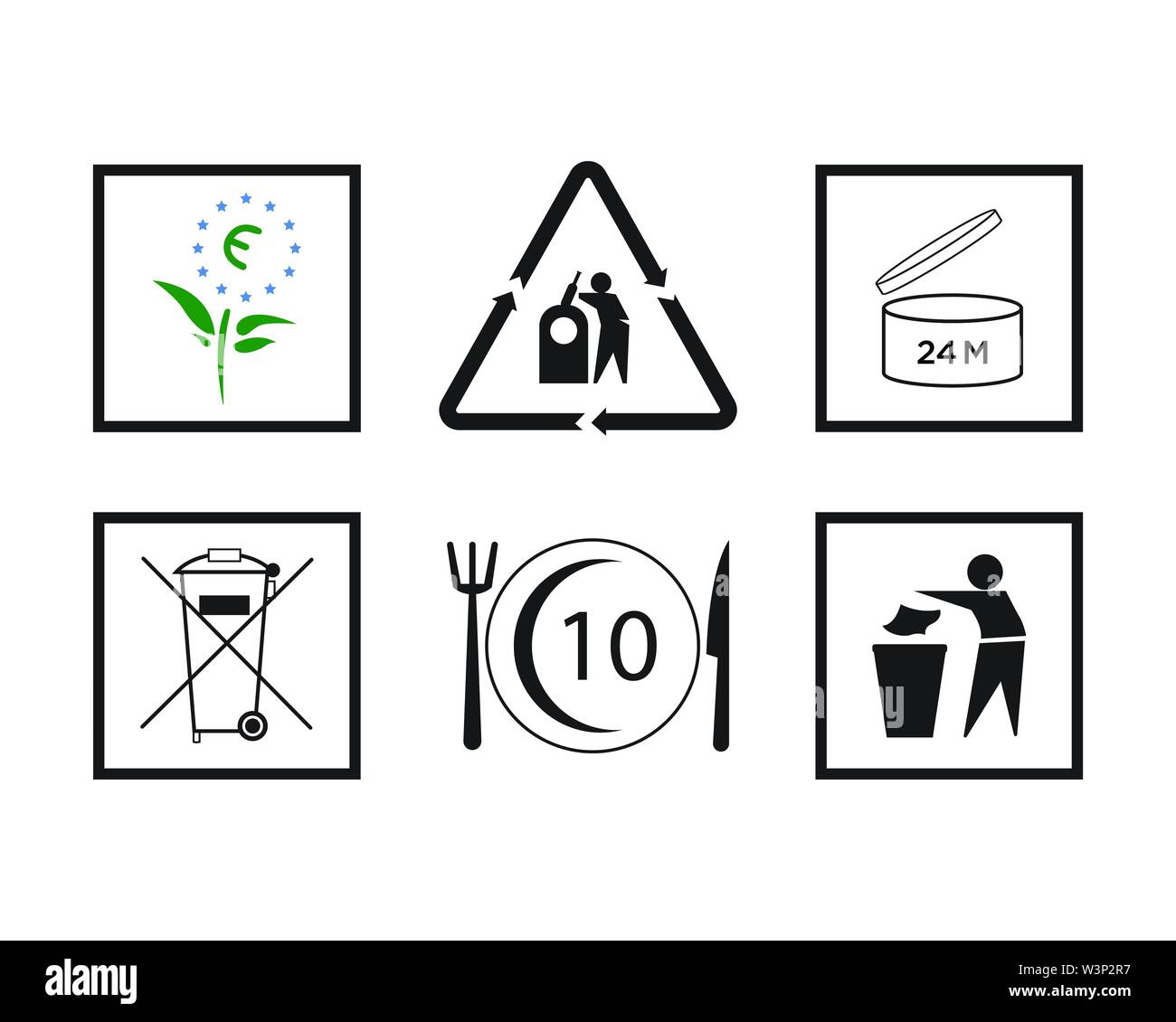 Il confezionamento di simbolo vettore di avvertimento Set design illustrazione Illustrazione Vettoriale