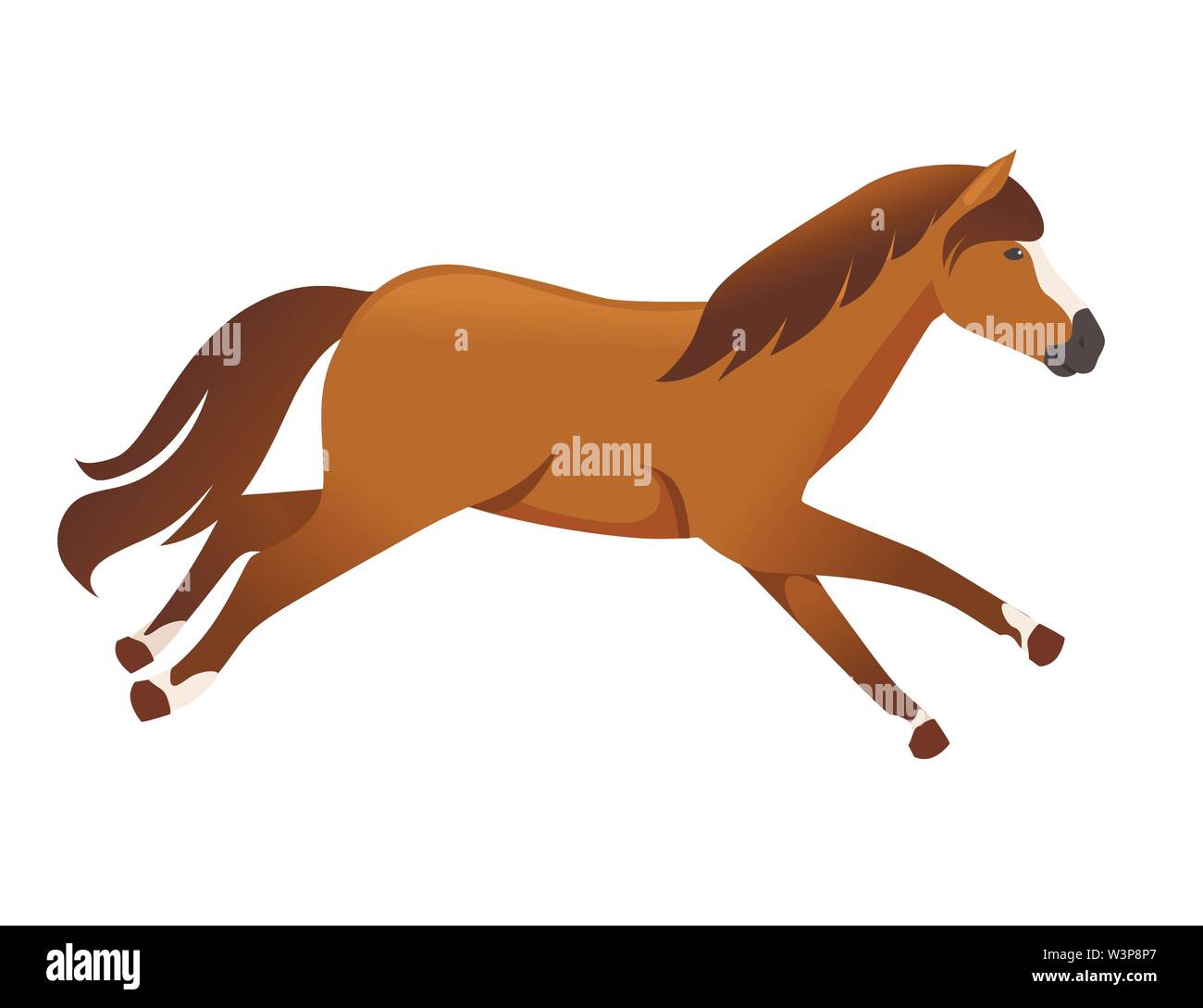 Brown cavallo selvatico, o animale domestico acceso cartoon piatto design illustrazione vettoriale isolati su sfondo bianco. Illustrazione Vettoriale