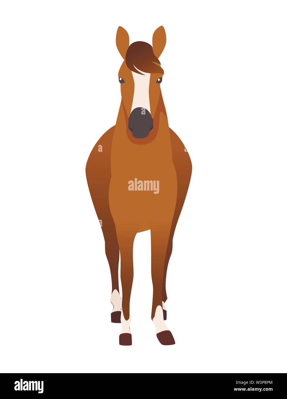 Brown cavallo selvatico, o animale domestico cartoon piatto design illustrazione vettoriale isolati su sfondo bianco. Illustrazione Vettoriale