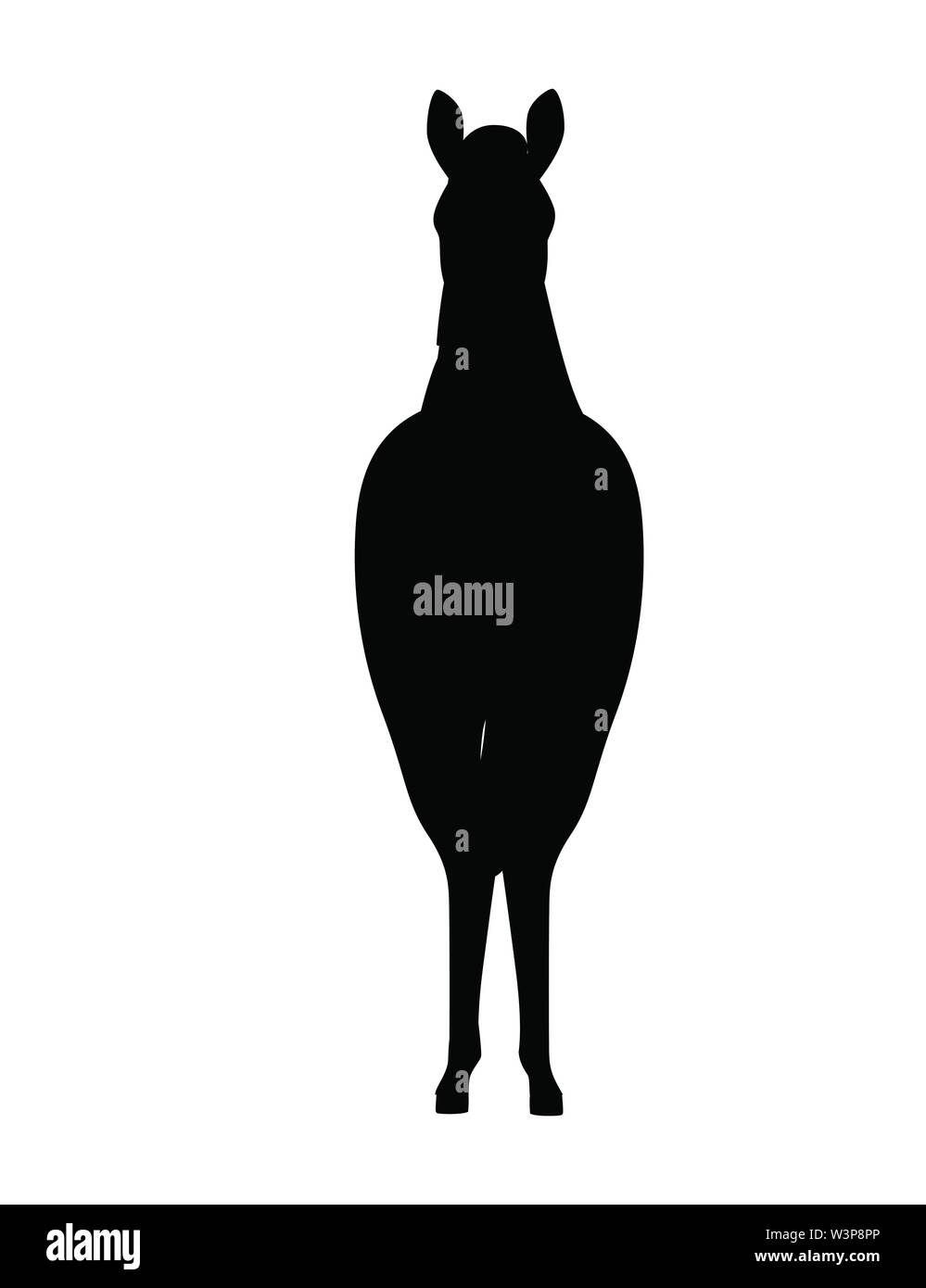 Silhouette nera cavallo selvatico, o animale domestico cartoon piatto design illustrazione vettoriale isolati su sfondo bianco. Illustrazione Vettoriale