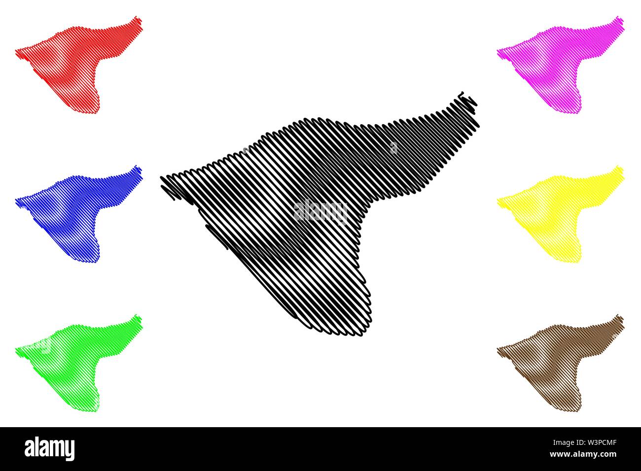 Governatorato Al-Hasakah (governatorati della Siria, Repubblica Araba Siriana) mappa illustrazione vettoriale, scribble schizzo Hasakah mappa Illustrazione Vettoriale
