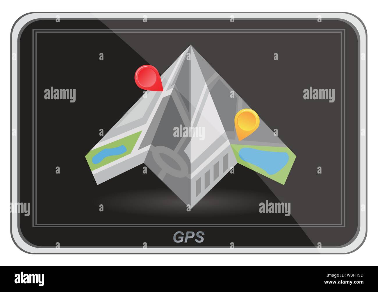Sistema di posizionamento globale, navigazione. Illustrazione Vettoriale Illustrazione Vettoriale