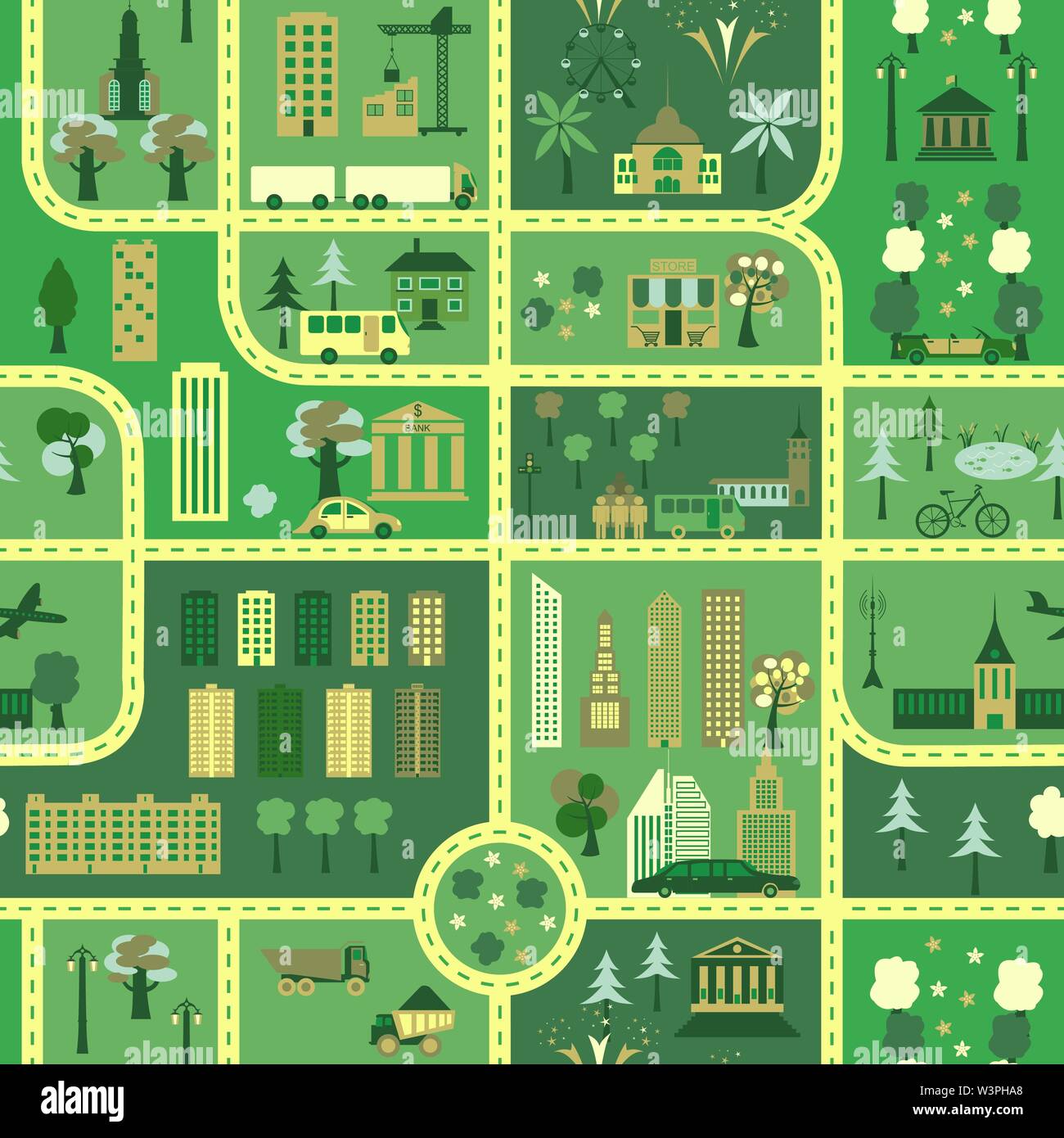 Mappa della città seamless pattern. Illustrazione Vettoriale Illustrazione Vettoriale