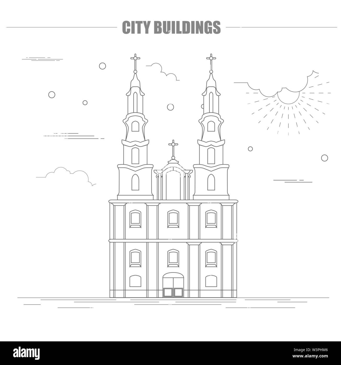 Gli edifici della città modello grafico. La Bielorussia. Illustrazione Vettoriale Illustrazione Vettoriale