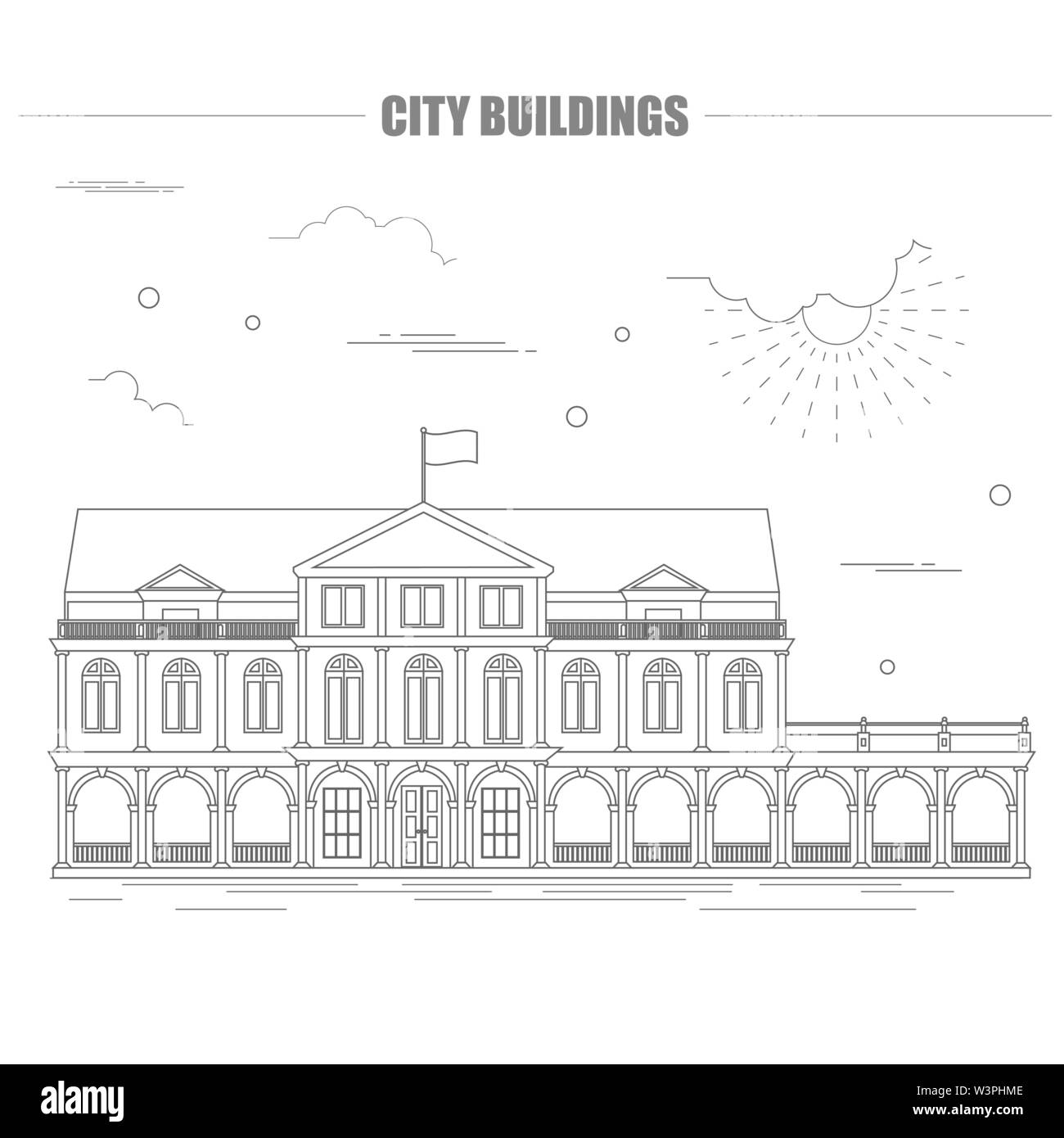 Gli edifici della città modello grafico. Suriname. Illustrazione Vettoriale Illustrazione Vettoriale