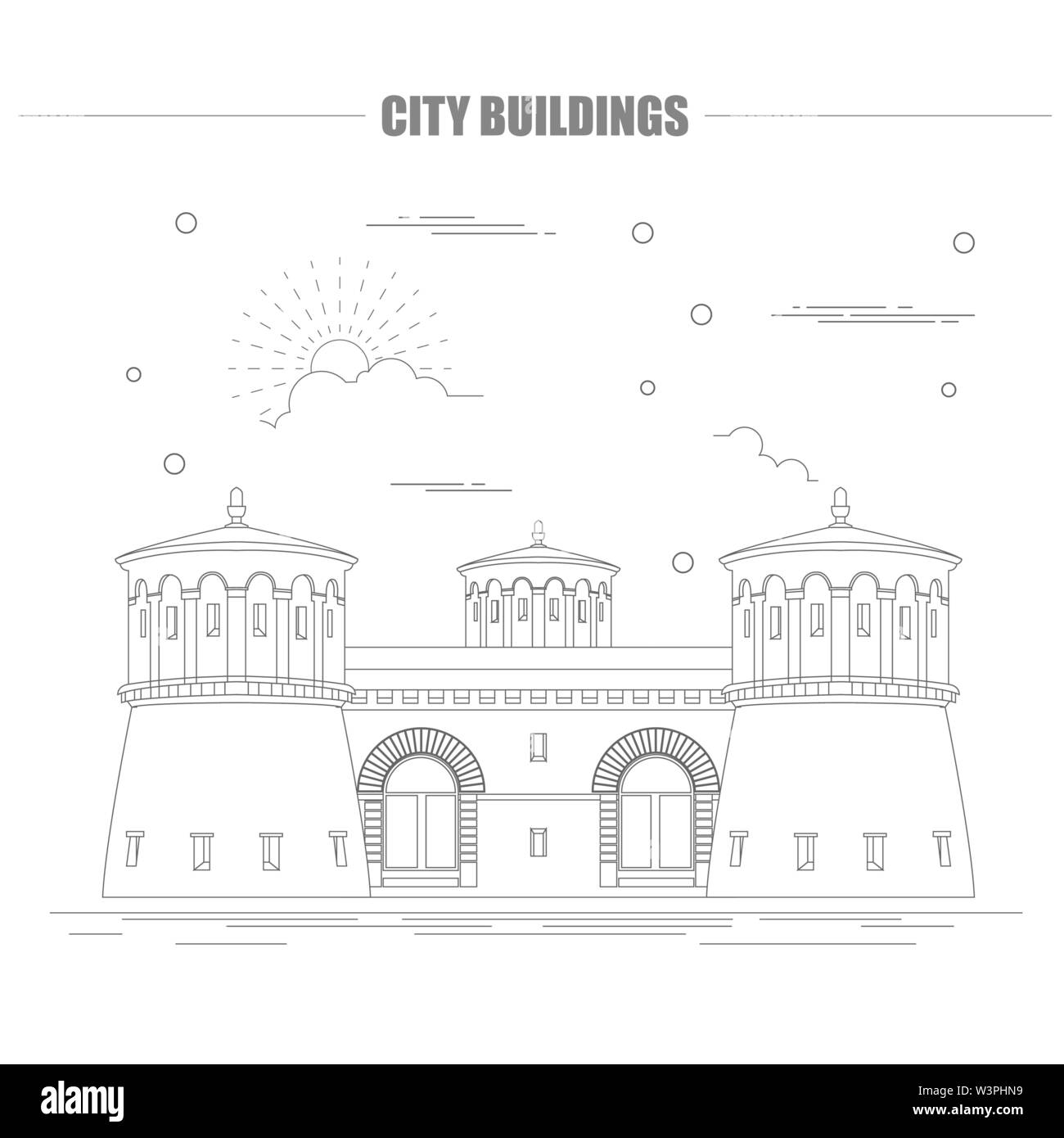 Gli edifici della città modello grafico. Il Lussemburgo. Illustrazione Vettoriale Illustrazione Vettoriale