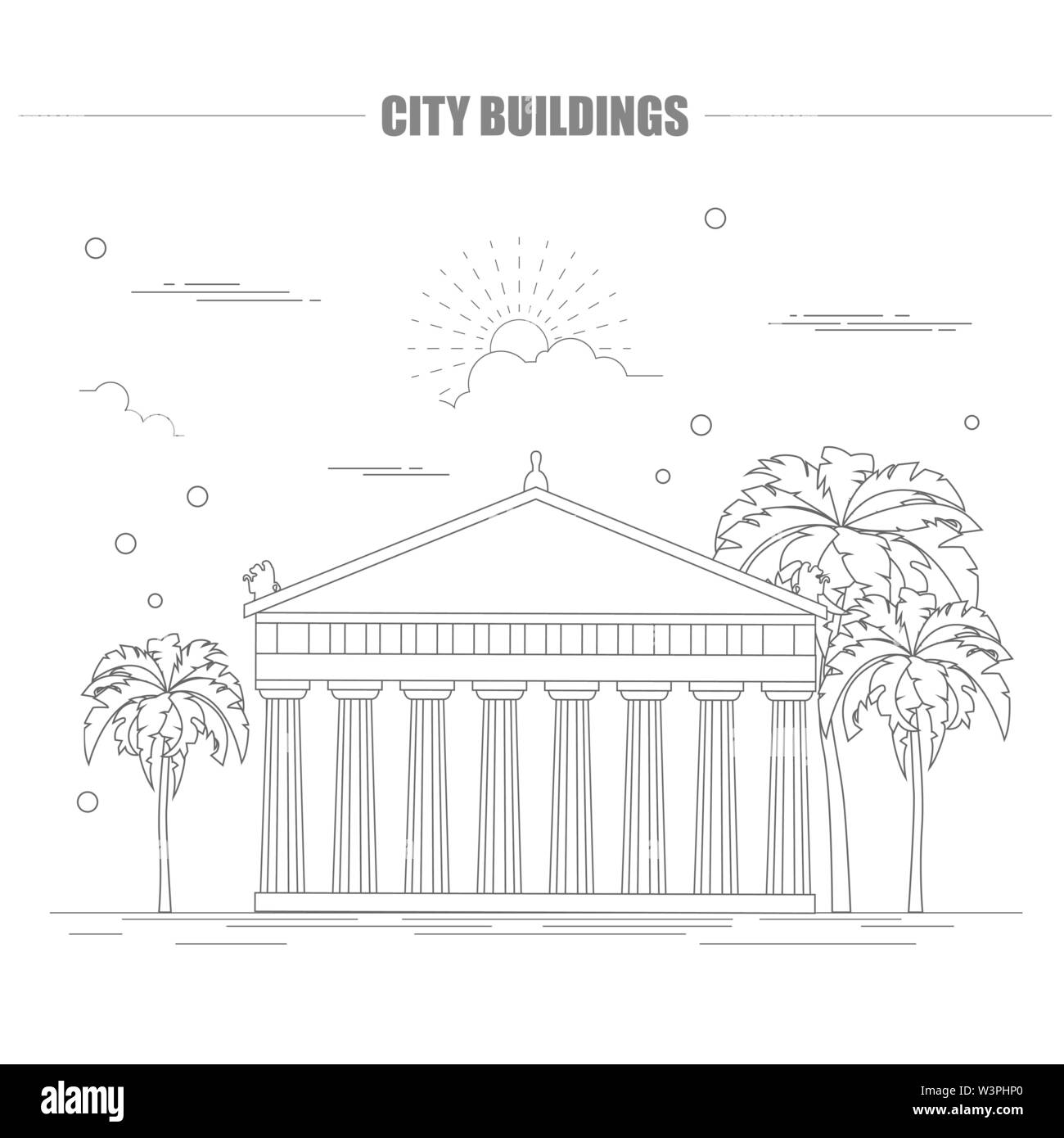 Gli edifici della città modello grafico.Acropolis. Illustrazione Vettoriale Illustrazione Vettoriale