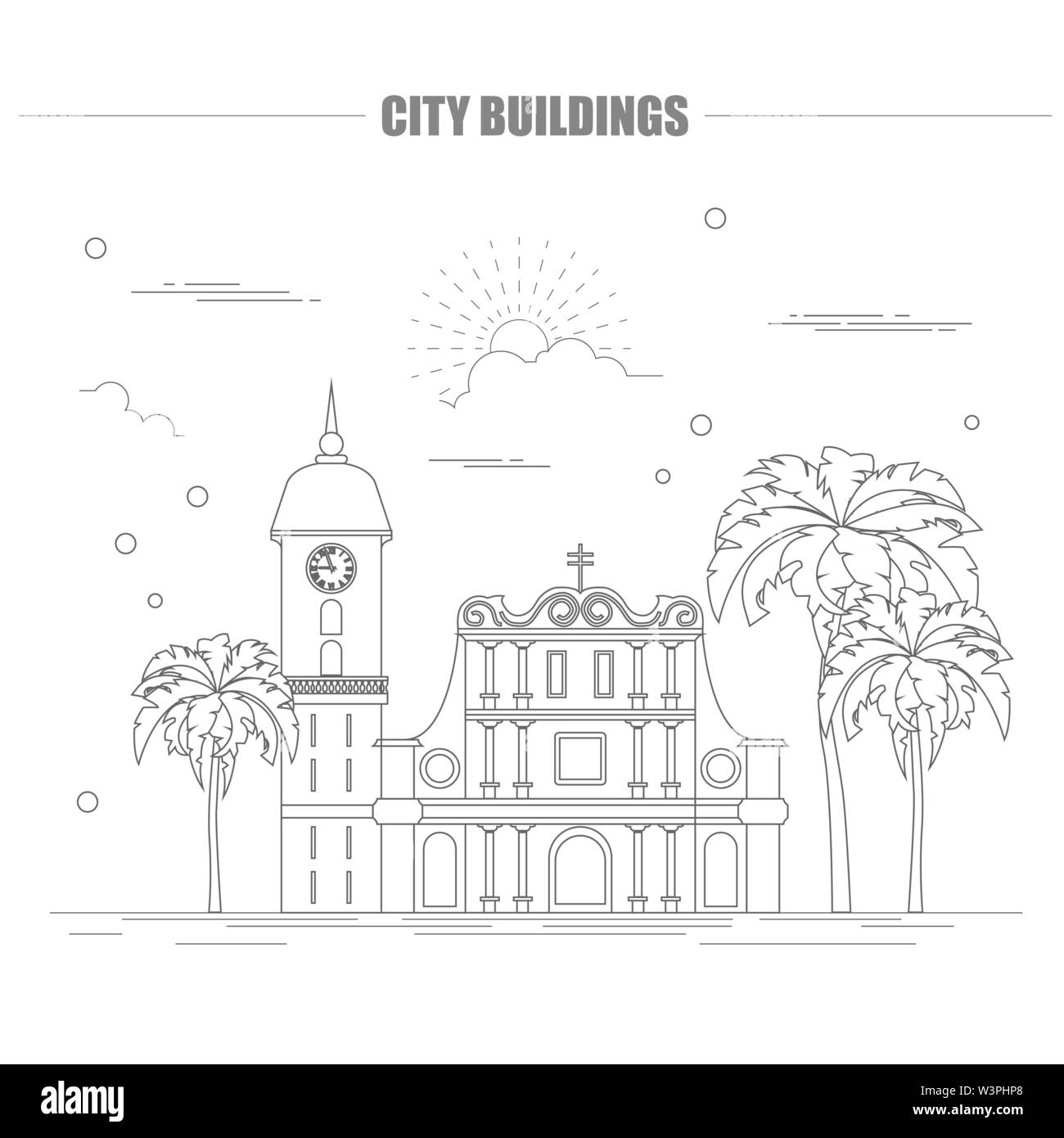 Gli edifici della città modello grafico. Venezuela. Illustrazione Vettoriale Illustrazione Vettoriale