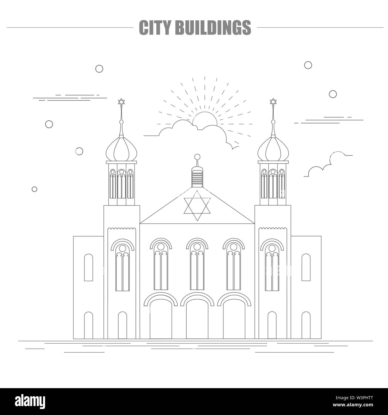 Gli edifici della città modello grafico. Israele. Sinagoga. Illustrazione Vettoriale Illustrazione Vettoriale
