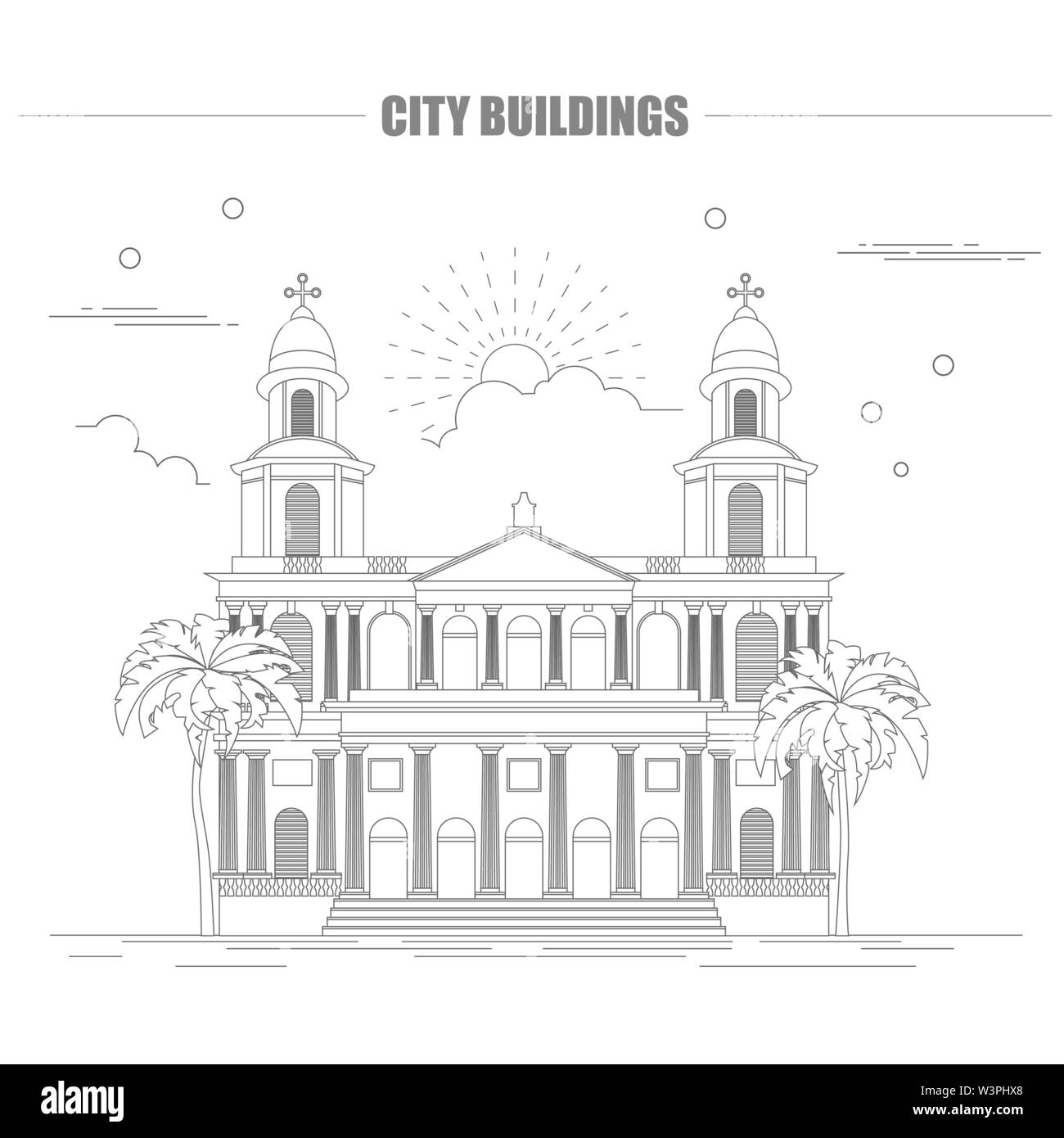 Gli edifici della città modello grafico. Nicaragua. Illustrazione Vettoriale Illustrazione Vettoriale