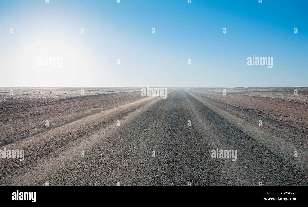 Infinite road nel Deserto Namibiano safari, Namibia Foto Stock