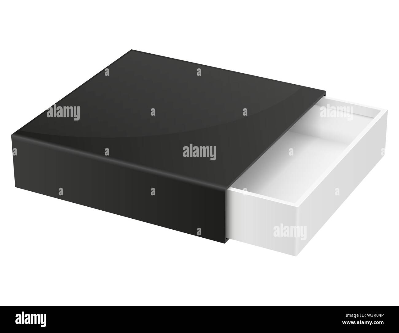 La casella di scorrimento. Bianco nero scatola aperta mock up Illustrazione Vettoriale