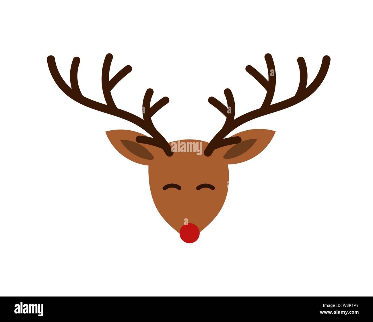 Natale Cartoon carino testa di renna con corna e naso rosso illustrazione  Immagine e Vettoriale - Alamy