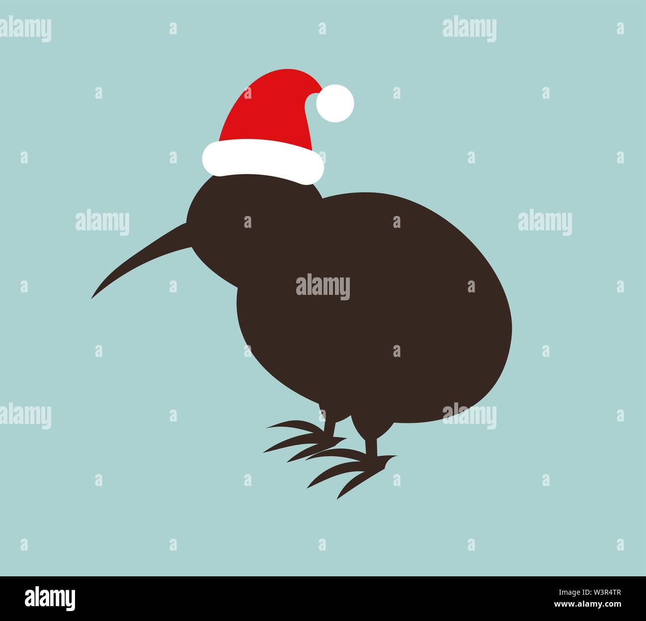 Uccello Kiwi in Santa hat. Illustrazione di natale. Illustrazione Vettoriale