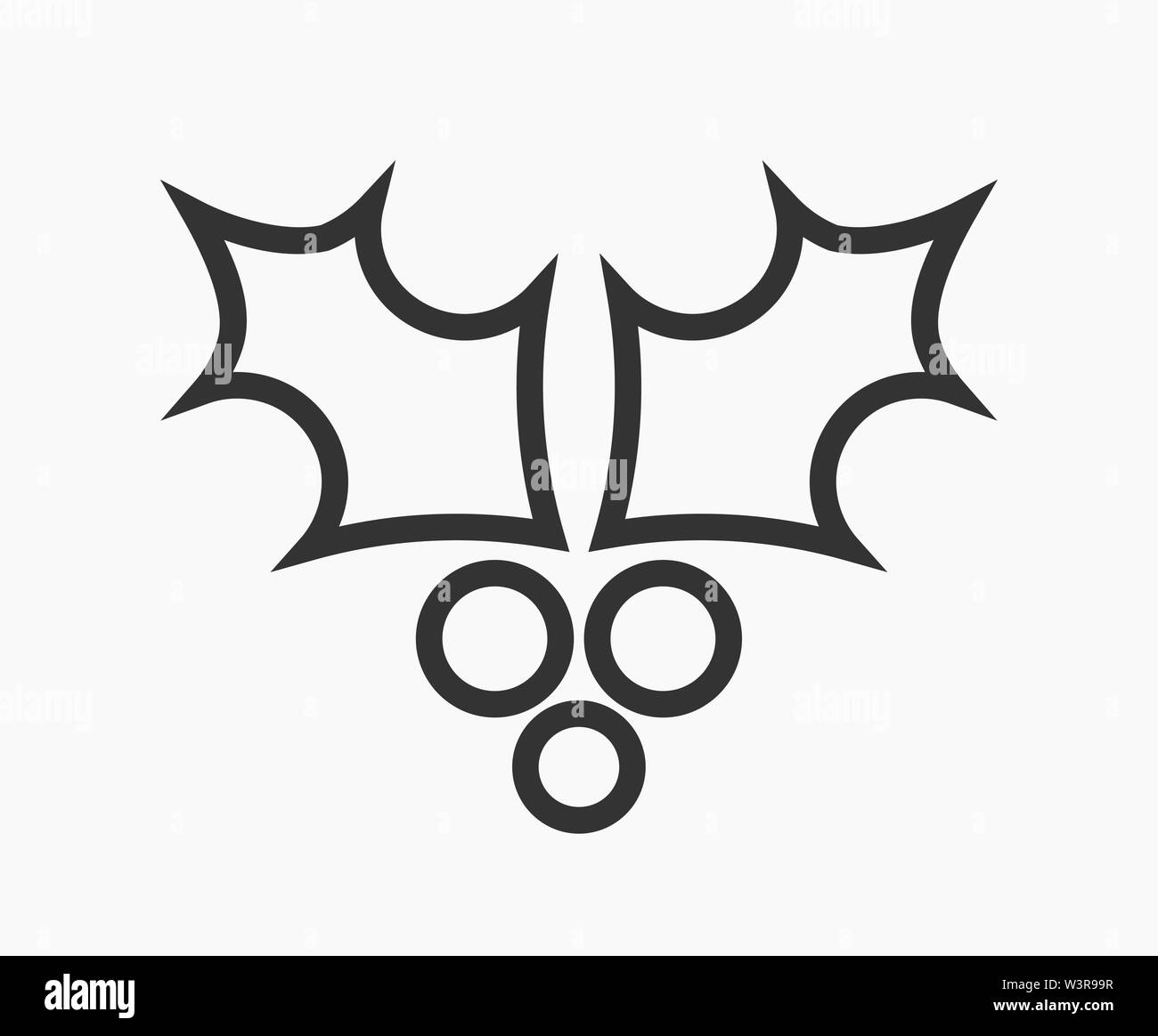 Natale agrifoglio bacche icona linea. Illustrazione Vettoriale. Illustrazione Vettoriale