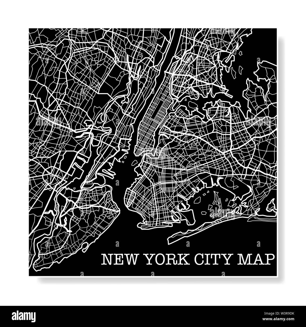 In bianco e nero di New York City lo sfondo della mappa Illustrazione Vettoriale