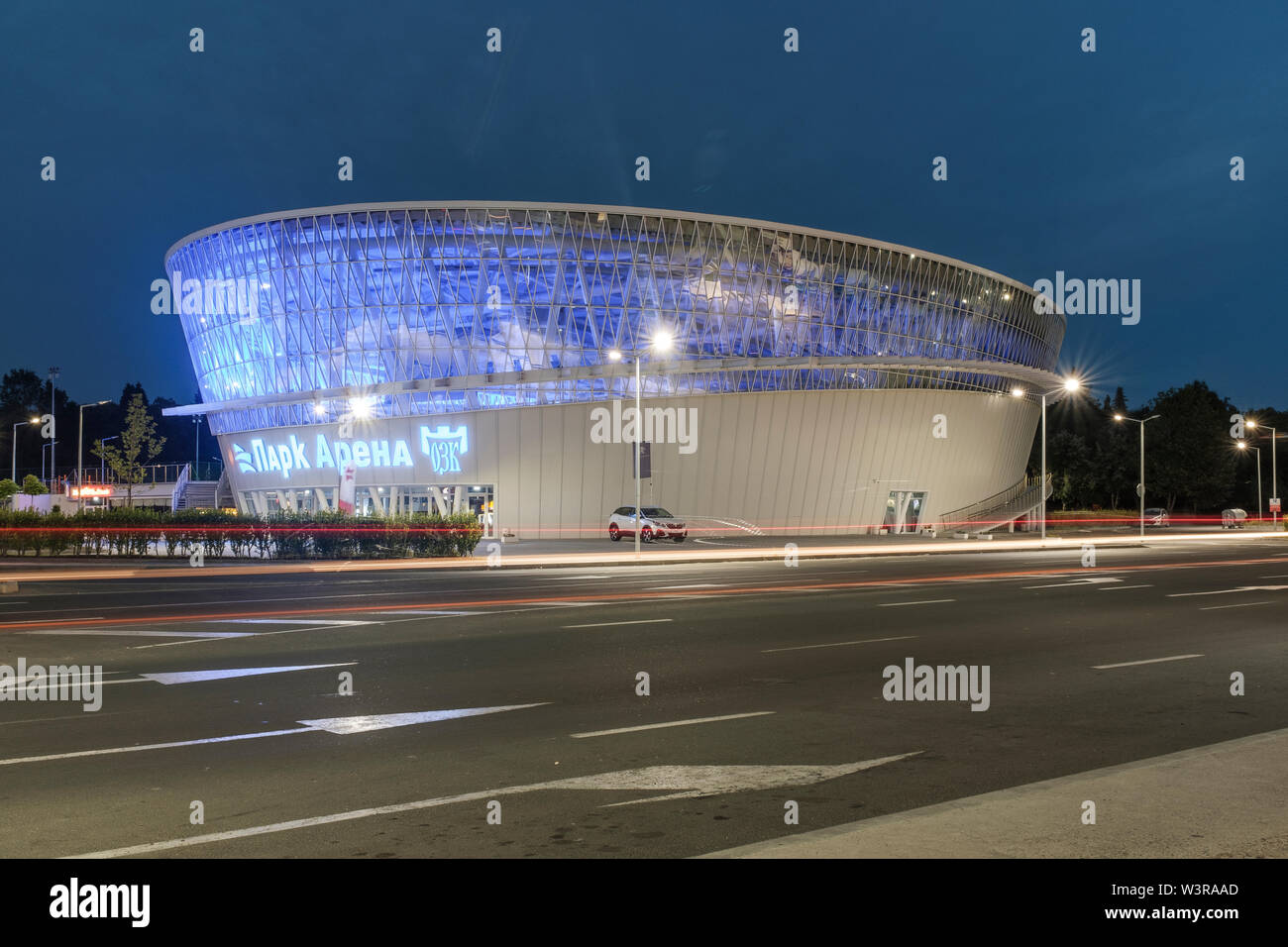 Arena Parco Complesso Sportivo di notte a Burgas in Bulgaria Foto Stock