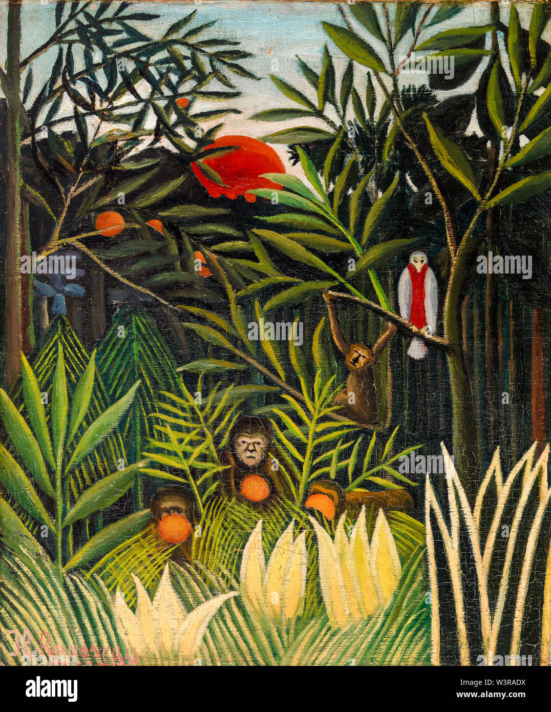 Henri Rousseau, scimmie e pappagallo nella foresta vergine, pittura, 1905-1906 Foto Stock