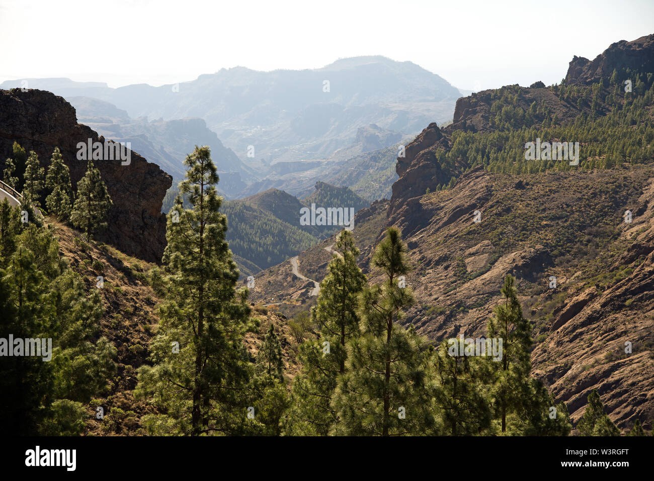 La splendida vista dal Roque Nublo per la valle di Soria, Gran Canaria, Spagna, Foto Stock